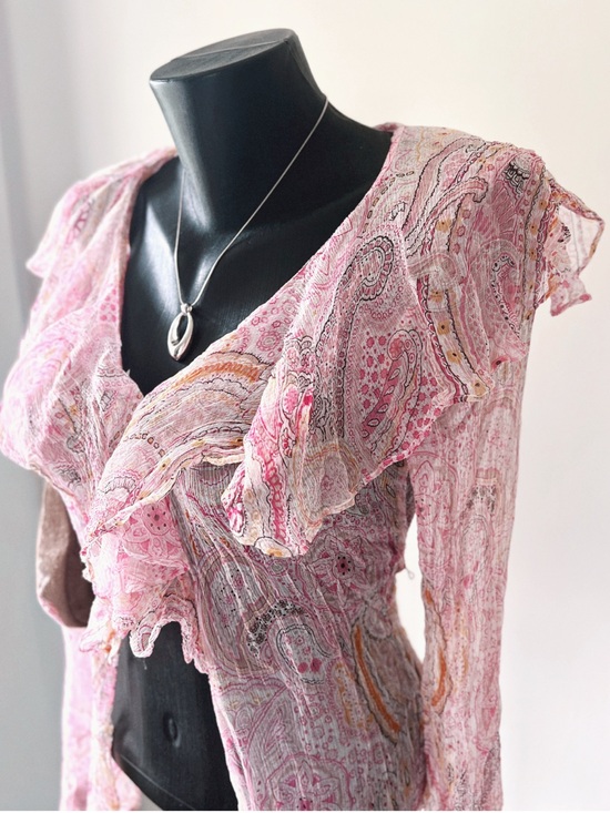 Vintage Tops - Vintage | 100% Silk Paisley Fairycore Boho Ruffle Top